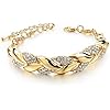 Cadena de hojas doradas de lujo con cristales para mujer, accesorio de joyería nupcial (talla única)