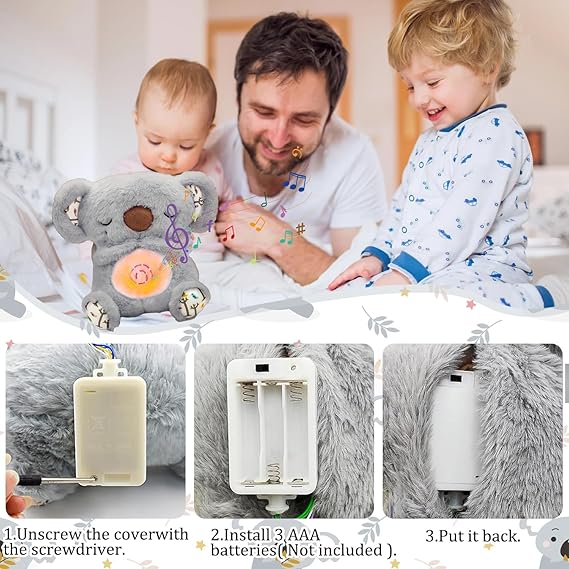 Peluche relajante para bebé que simula respiración ( koala gris )