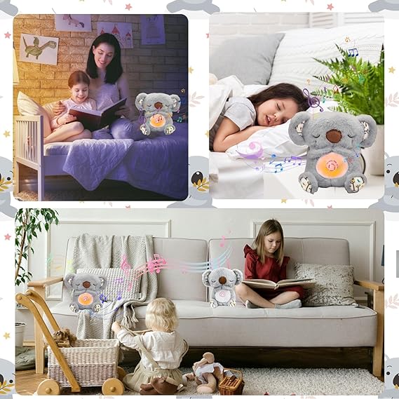 Peluche relajante para bebé que simula respiración ( koala gris )