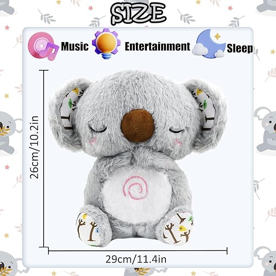 Peluche relajante para bebé que simula respiración ( koala gris )