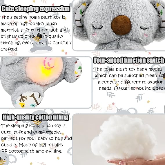 Peluche relajante para bebé que simula respiración ( koala gris )